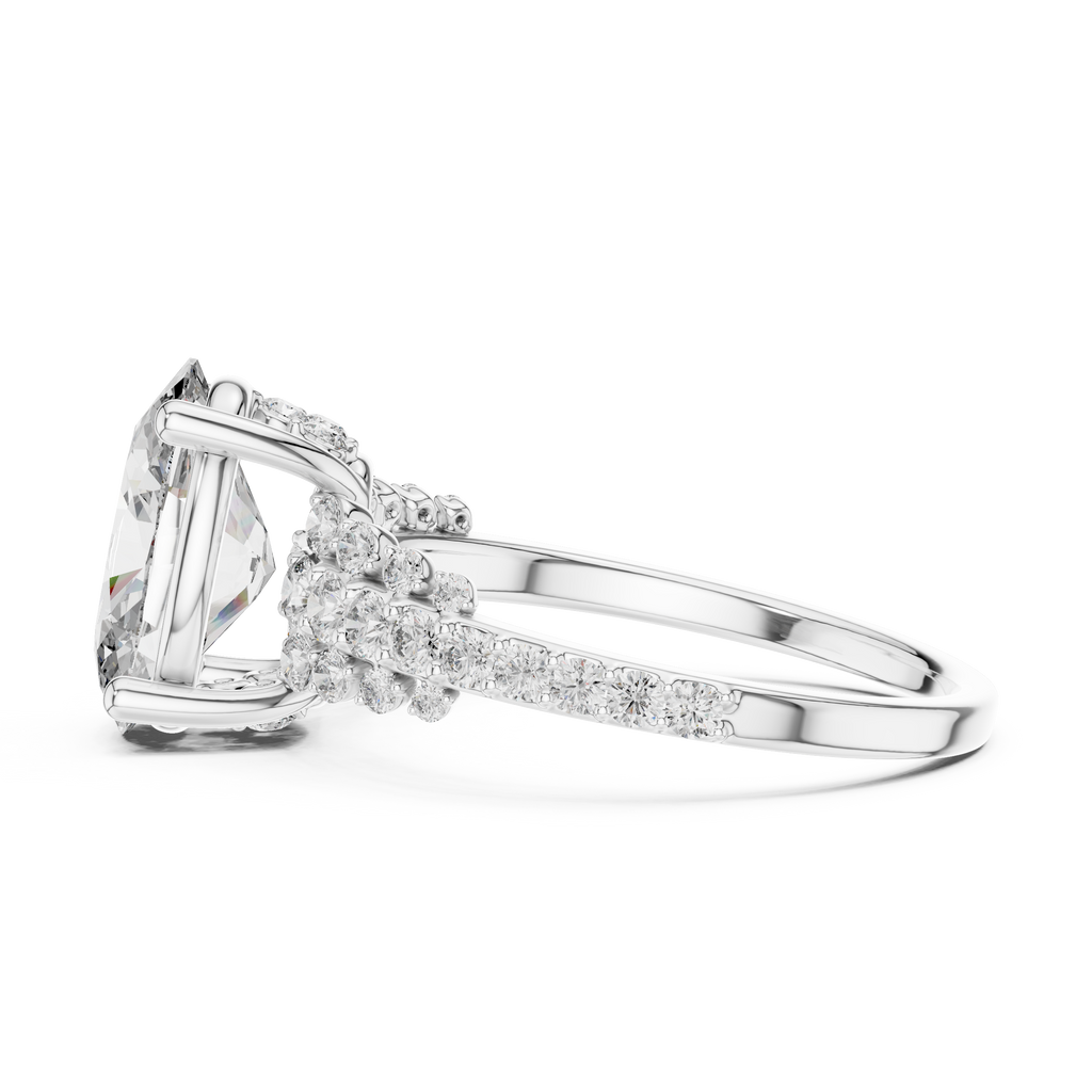 Brilliant Oval Diamond Ring with a Multi-Size Floating Diamond