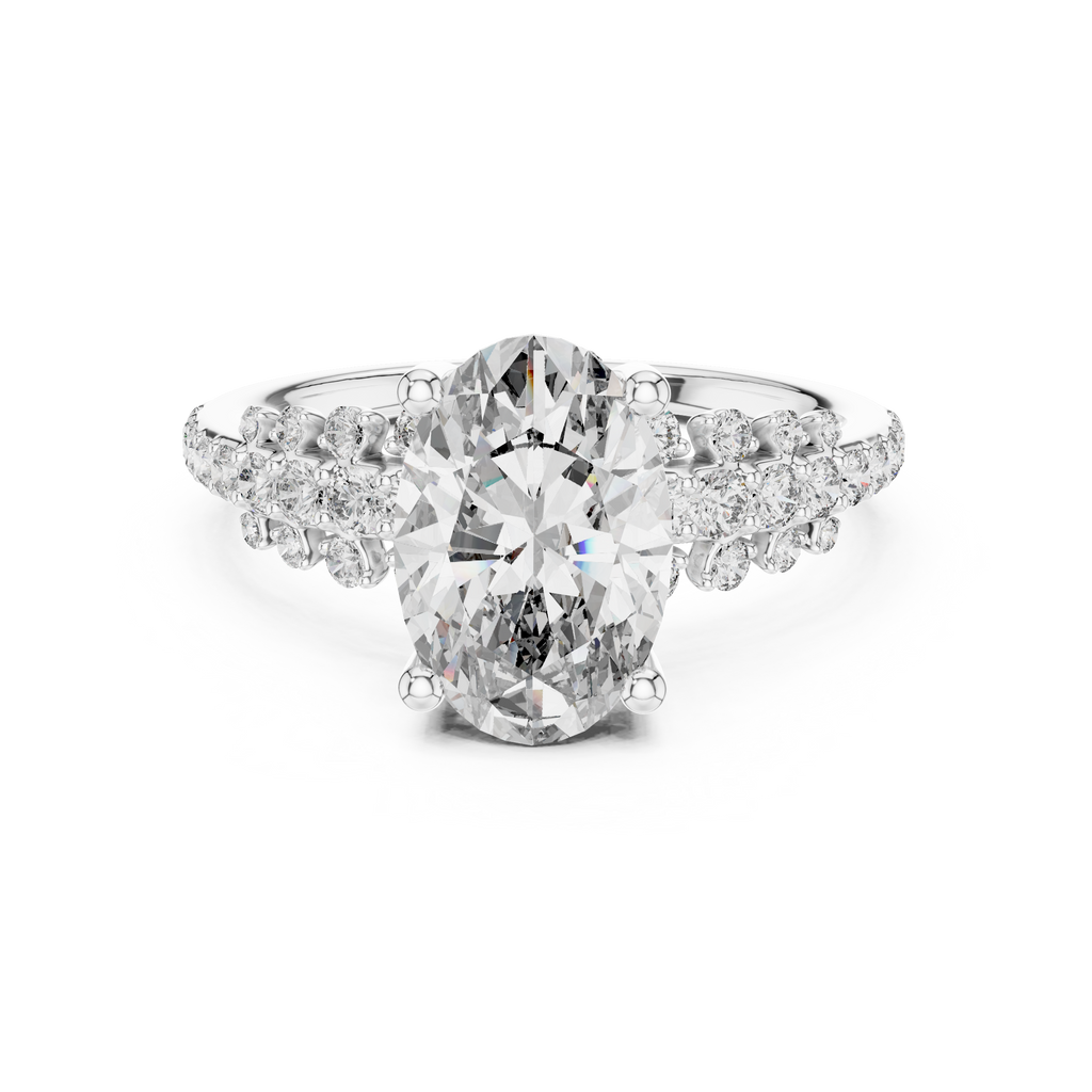 Brilliant Oval Diamond Ring with a Multi-Size Floating Diamond