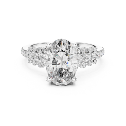 Brilliant Oval Diamond Ring with a Multi-Size Floating Diamond