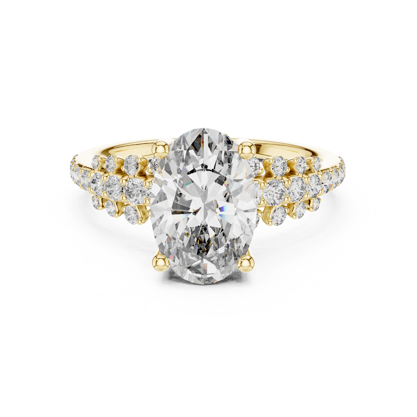Brilliant Oval Diamond Ring with a Multi-Size Floating Diamond