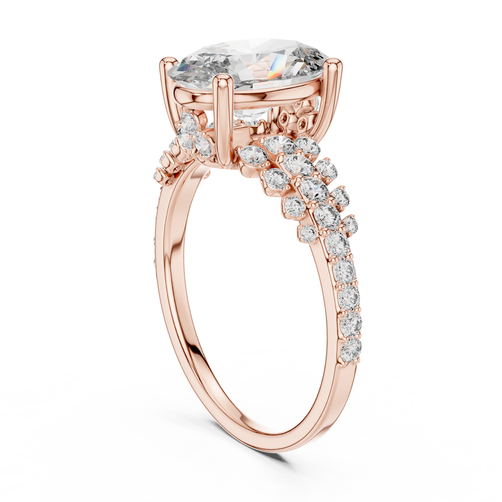 Brilliant Oval Diamond Ring with a Multi-Size Floating Diamond
