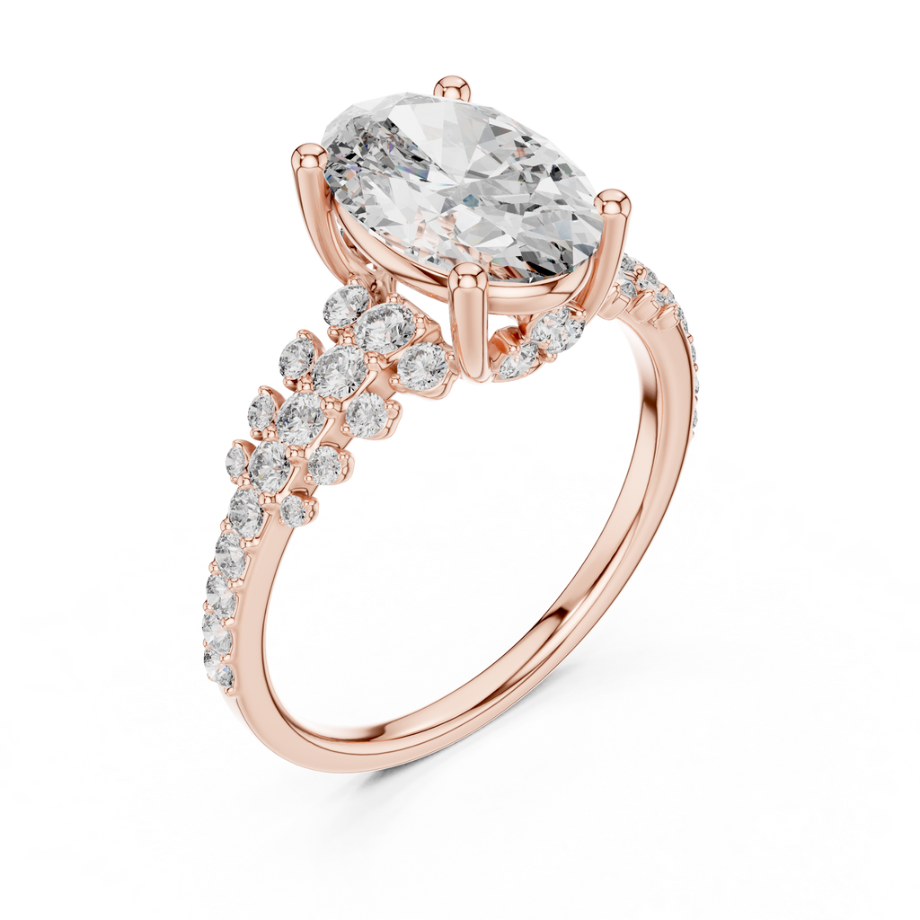 Brilliant Oval Diamond Ring with a Multi-Size Floating Diamond