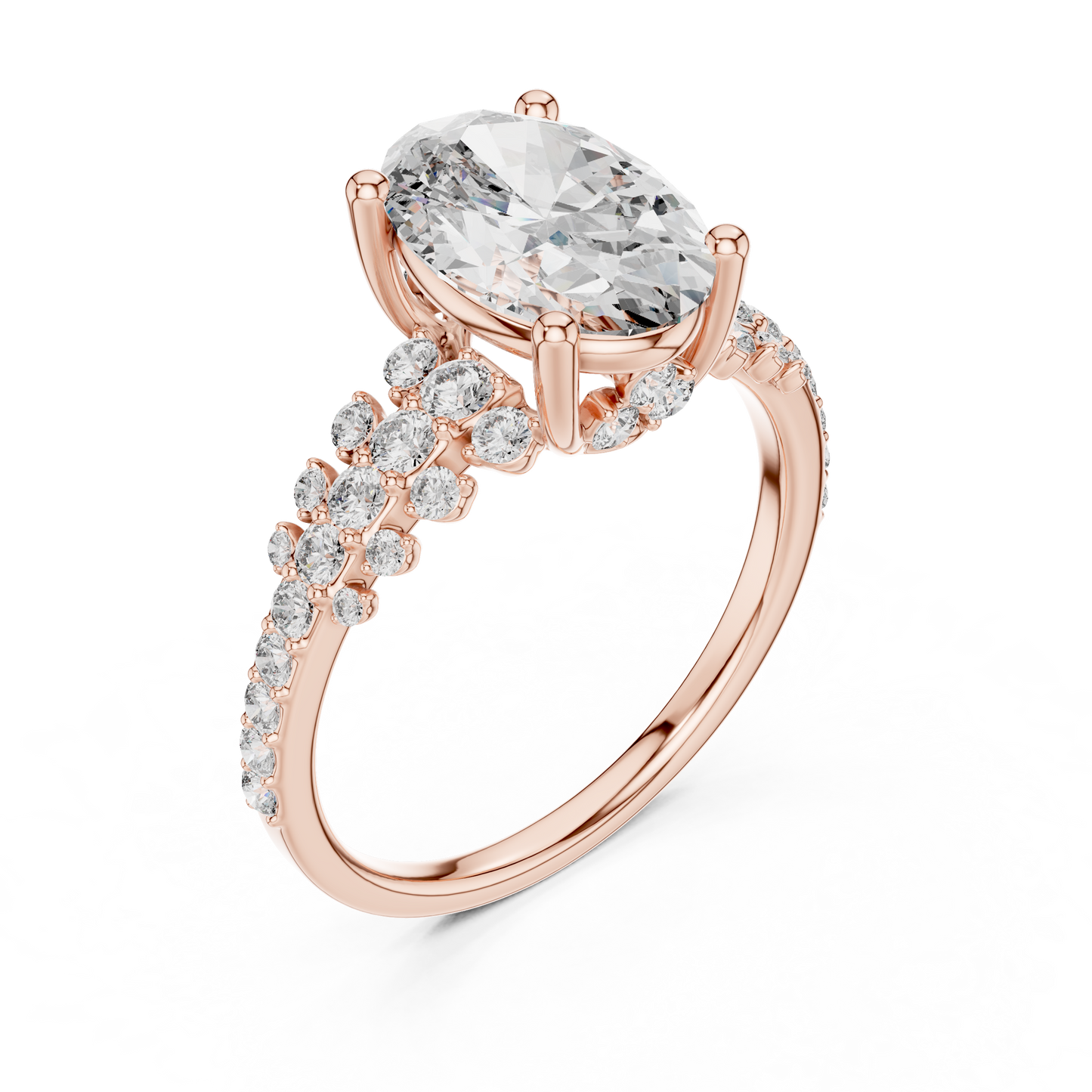 Brilliant Oval Diamond Ring with a Multi-Size Floating Diamond