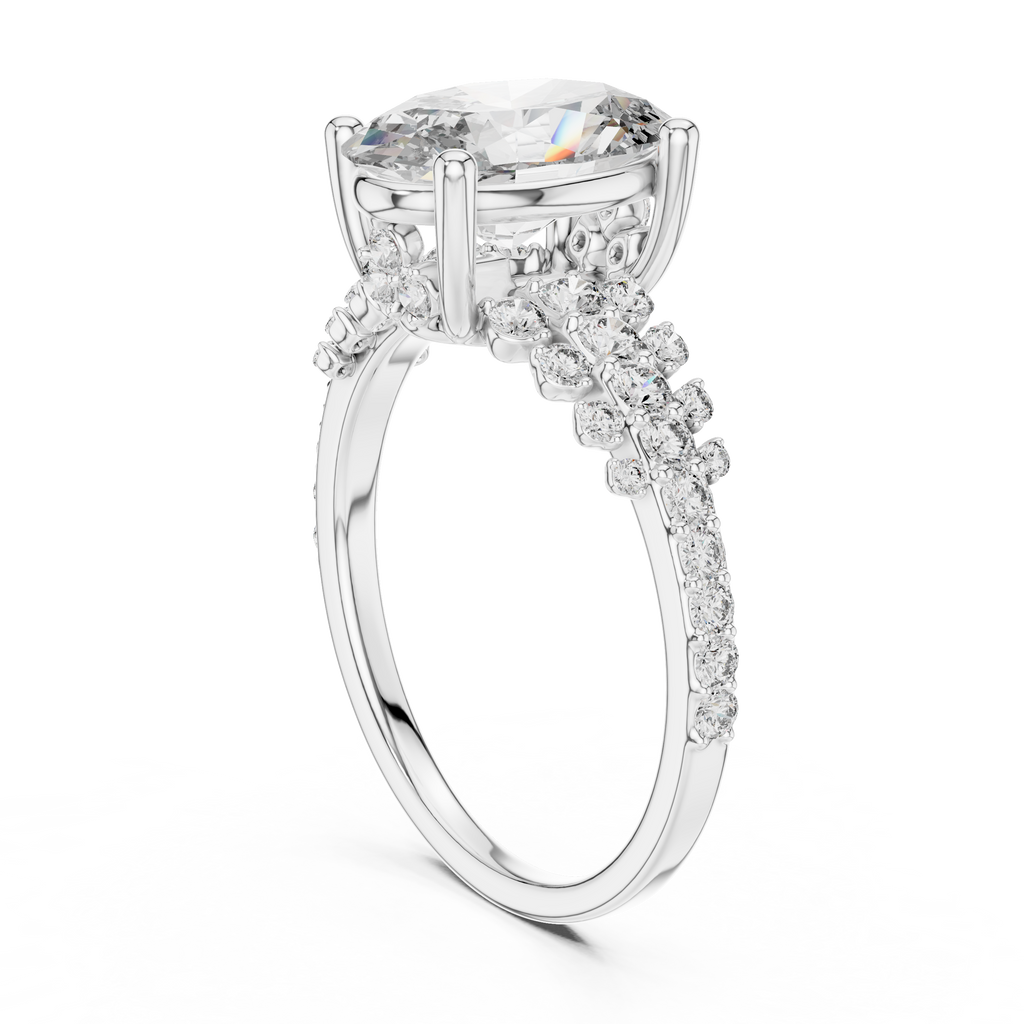 Brilliant Oval Diamond Ring with a Multi-Size Floating Diamond
