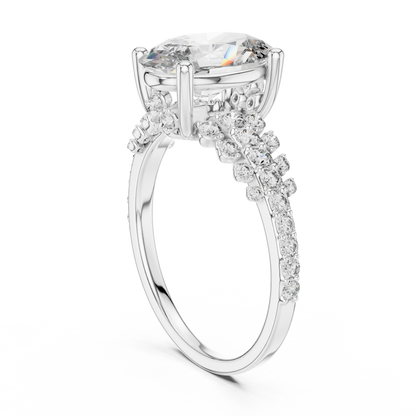 Brilliant Oval Diamond Ring with a Multi-Size Floating Diamond