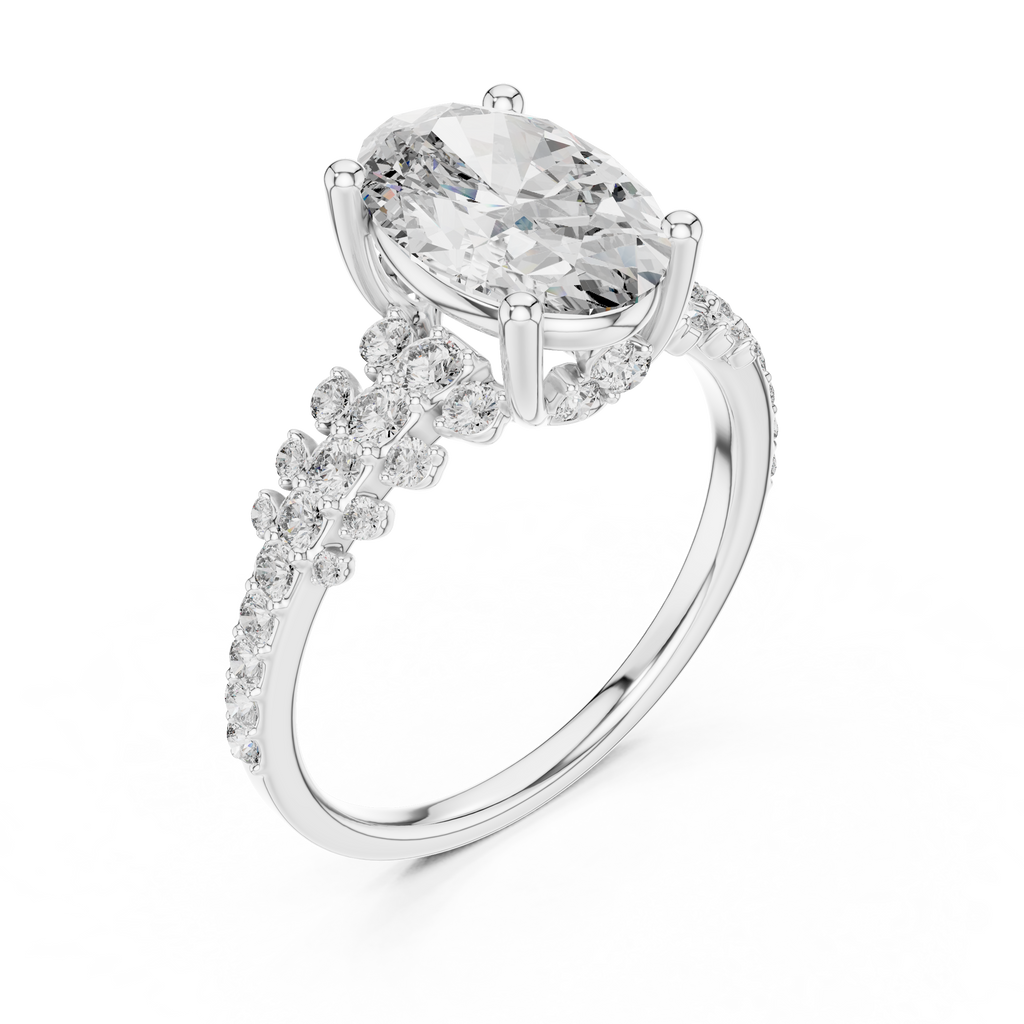 Brilliant Oval Diamond Ring with a Multi-Size Floating Diamond