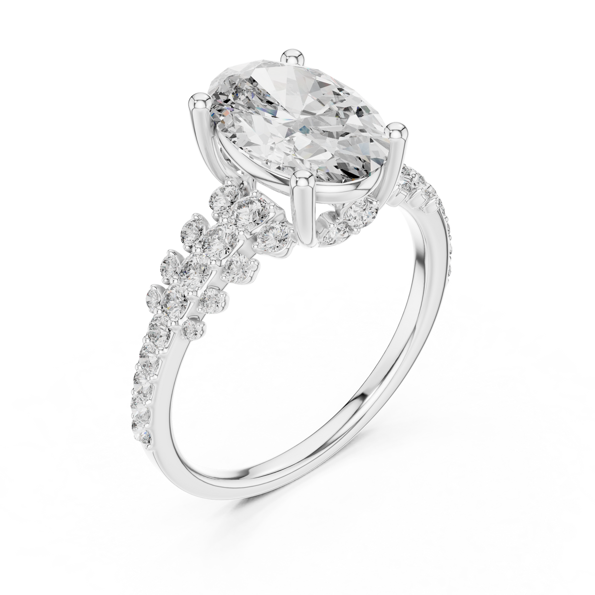 Brilliant Oval Diamond Ring with a Multi-Size Floating Diamond