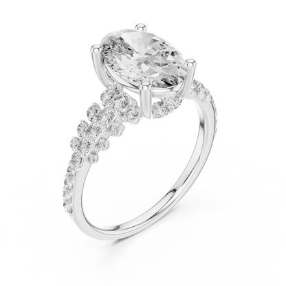 Brilliant Oval Diamond Ring with a Multi-Size Floating Diamond