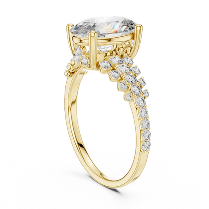 Brilliant Oval Diamond Ring with a Multi-Size Floating Diamond