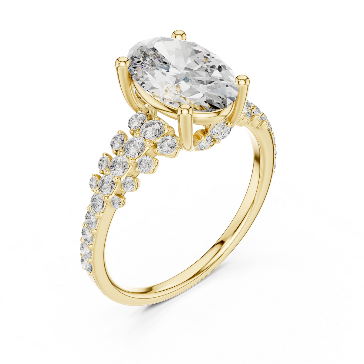 Brilliant Oval Diamond Ring with a Multi-Size Floating Diamond