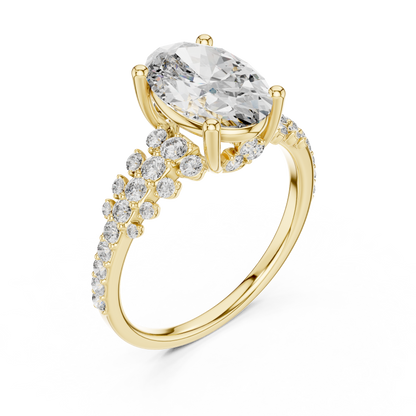 Brilliant Oval Diamond Ring with a Multi-Size Floating Diamond