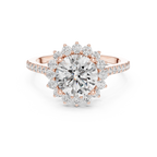 Brilliant Round Diamond in a Scalloped Sunburst Halo