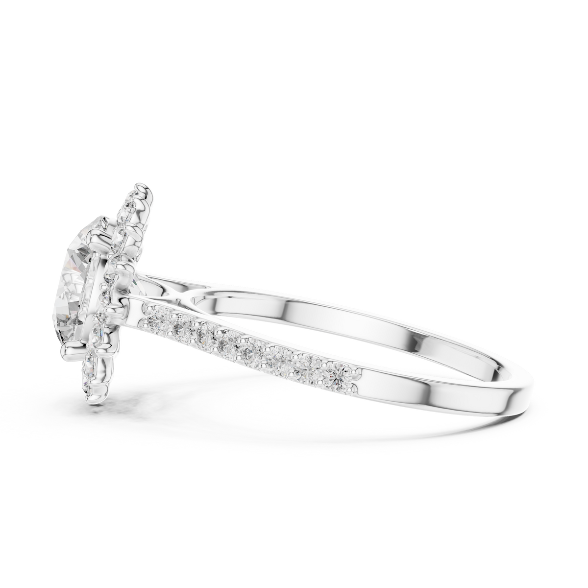 Brilliant Round Diamond in a Scalloped Sunburst Halo