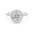 Brilliant Round Diamond in a Scalloped Sunburst Halo