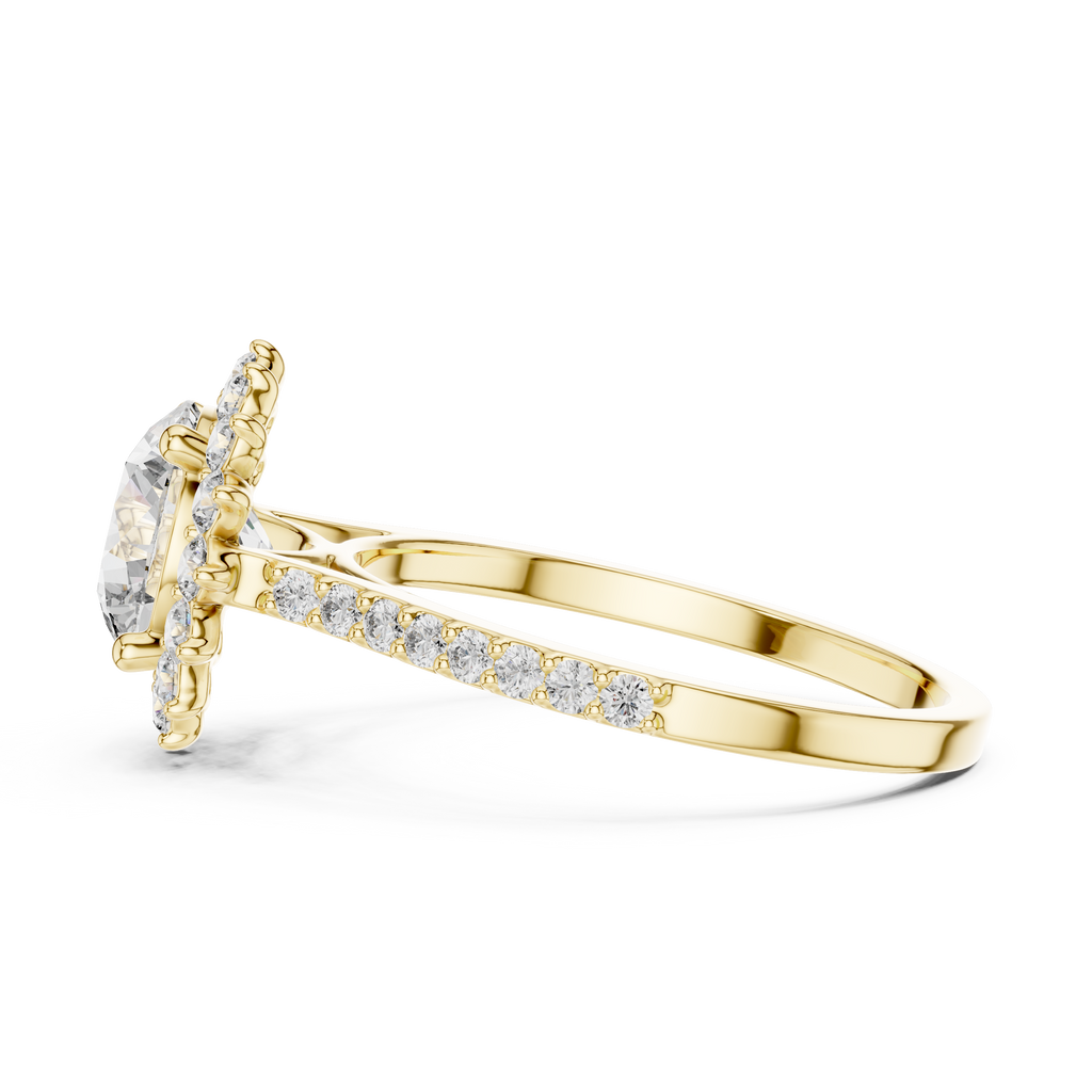 Brilliant Round Diamond in a Scalloped Sunburst Halo