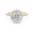 Brilliant Round Diamond in a Scalloped Sunburst Halo
