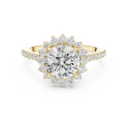 Brilliant Round Diamond in a Scalloped Sunburst Halo