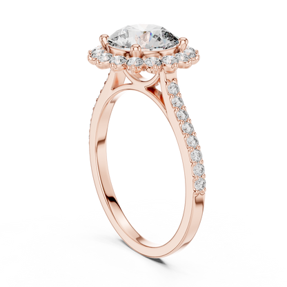 Brilliant Round Diamond in a Scalloped Sunburst Halo