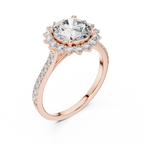 Brilliant Round Diamond in a Scalloped Sunburst Halo
