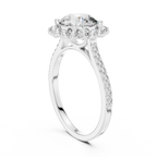 Brilliant Round Diamond in a Scalloped Sunburst Halo