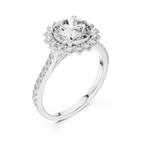 Brilliant Round Diamond in a Scalloped Sunburst Halo