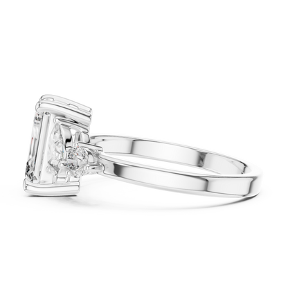 Step-Cut Center with Multi-Shape Diamond Side Accents