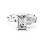 Step-Cut Center with Multi-Shape Diamond Side Accents