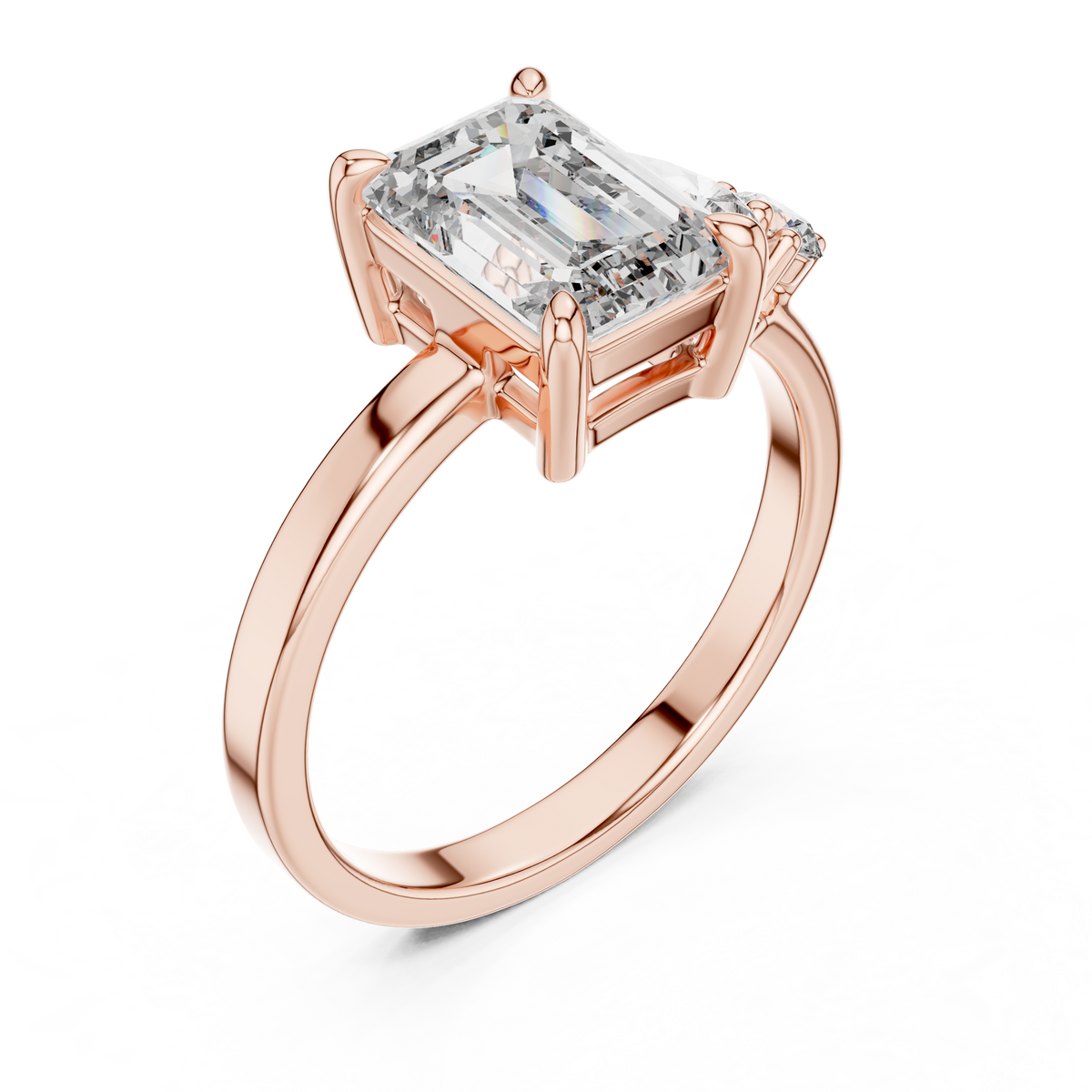 Step-Cut Center with Multi-Shape Diamond Side Accents