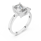 Step-Cut Center with Multi-Shape Diamond Side Accents
