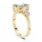 Step-Cut Center with Multi-Shape Diamond Side Accents