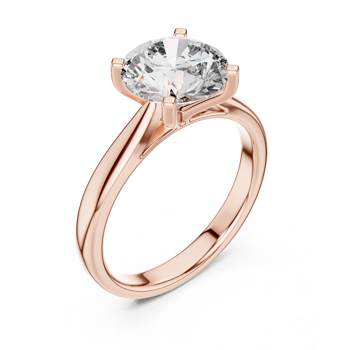 Modern Round Cut Diamond Solitaire Ring – Designer Gold Ring