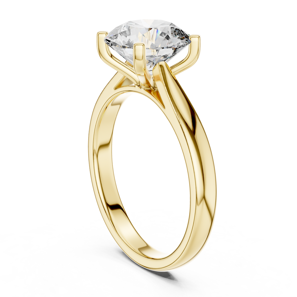 Modern Round Cut Diamond Solitaire Ring – Designer Gold Ring