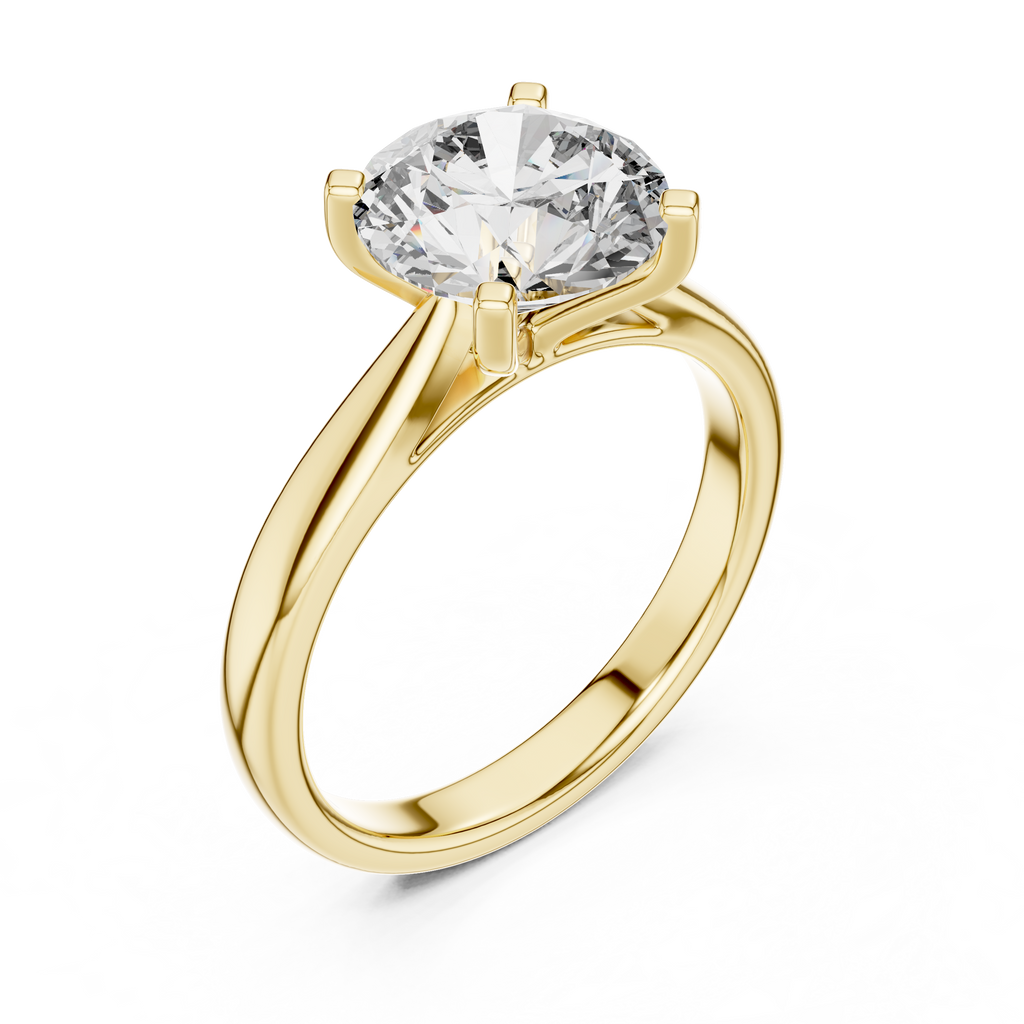 Modern Round Cut Diamond Solitaire Ring – Designer Gold Ring