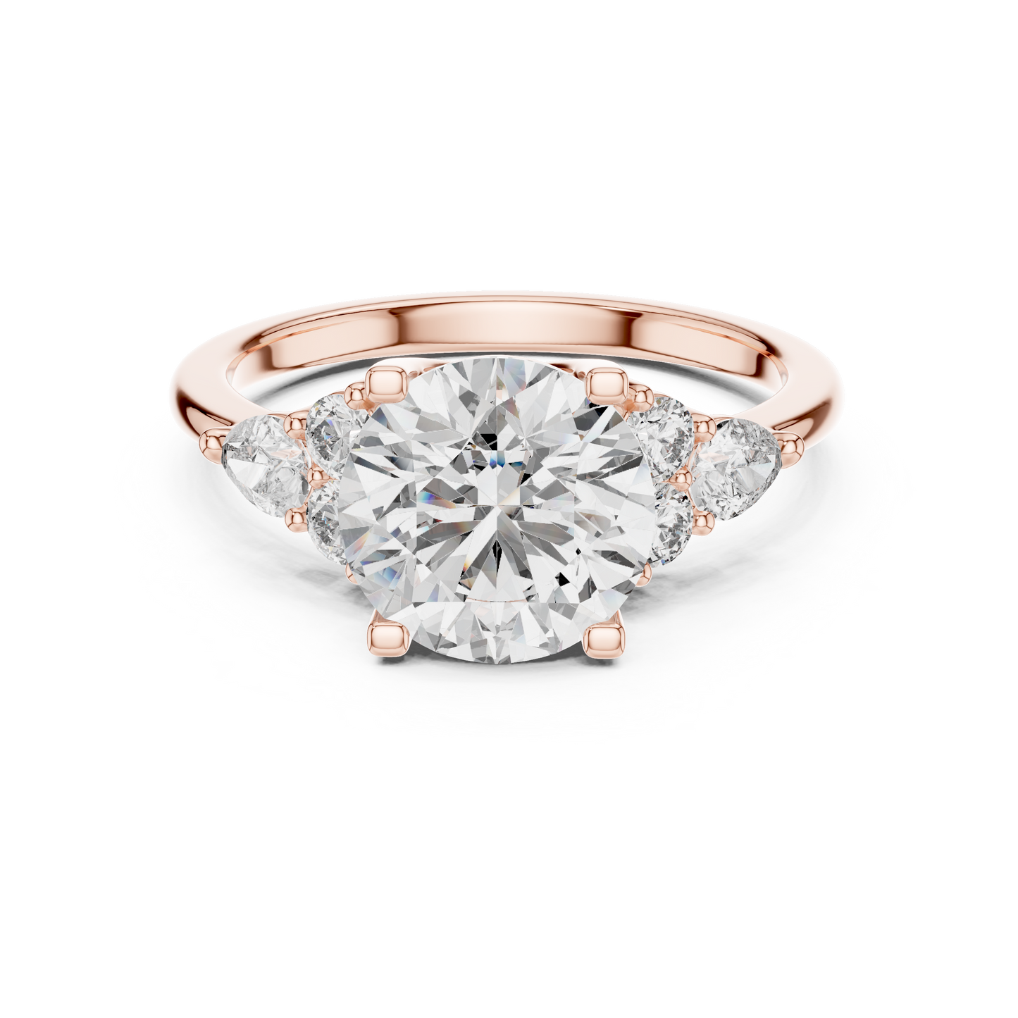 Brilliant Round Diamond with Botanical Cluster Shoulders