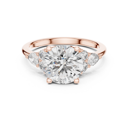 Brilliant Round Diamond with Botanical Cluster Shoulders