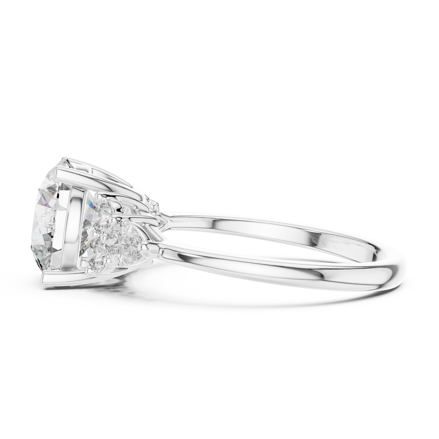 Brilliant Round Diamond with Botanical Cluster Shoulders