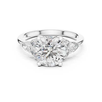 Brilliant Round Diamond with Botanical Cluster Shoulders