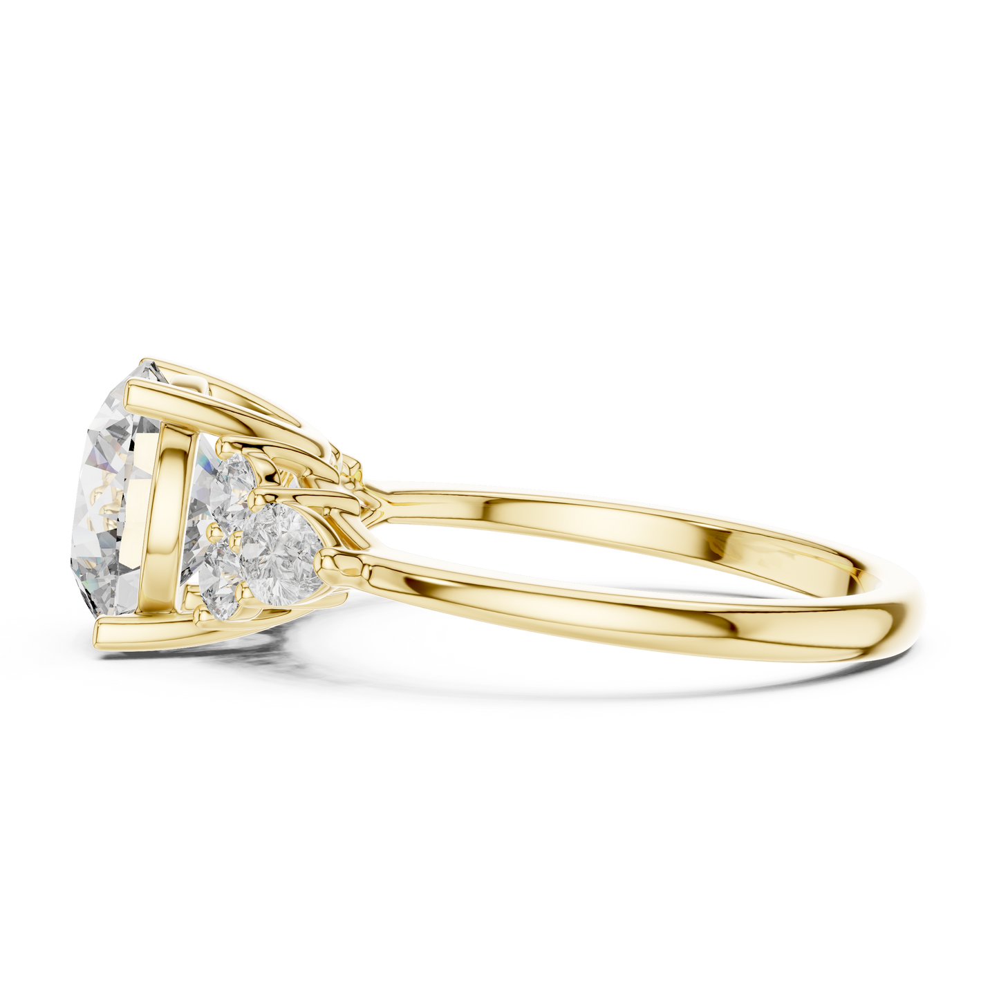 Brilliant Round Diamond with Botanical Cluster Shoulders