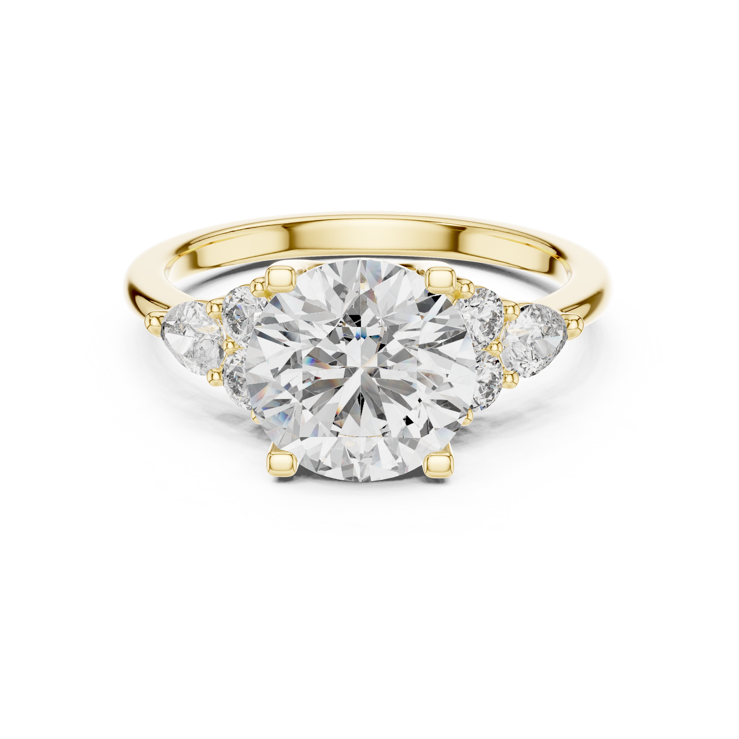 Brilliant Round Diamond with Botanical Cluster Shoulders