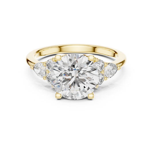 Brilliant Round Diamond with Botanical Cluster Shoulders