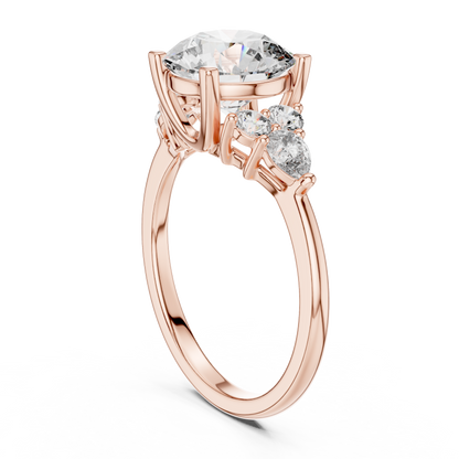 Brilliant Round Diamond with Botanical Cluster Shoulders