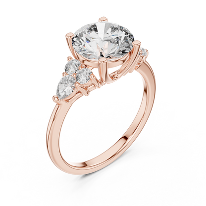 Brilliant Round Diamond with Botanical Cluster Shoulders