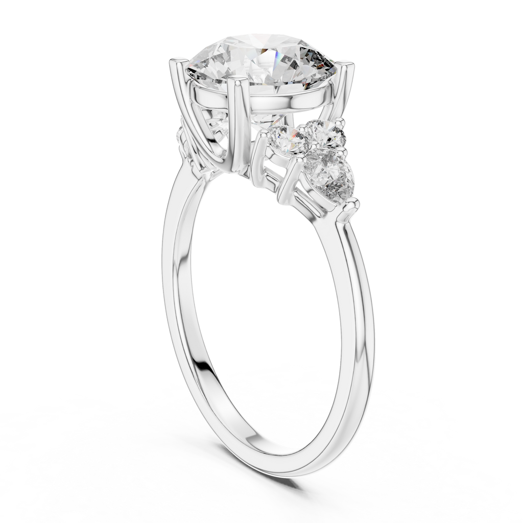 Brilliant Round Diamond with Botanical Cluster Shoulders