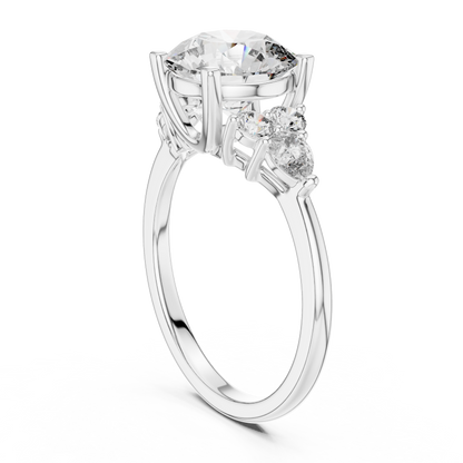 Brilliant Round Diamond with Botanical Cluster Shoulders