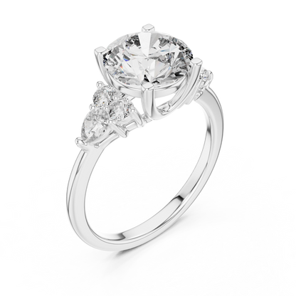 Brilliant Round Diamond with Botanical Cluster Shoulders
