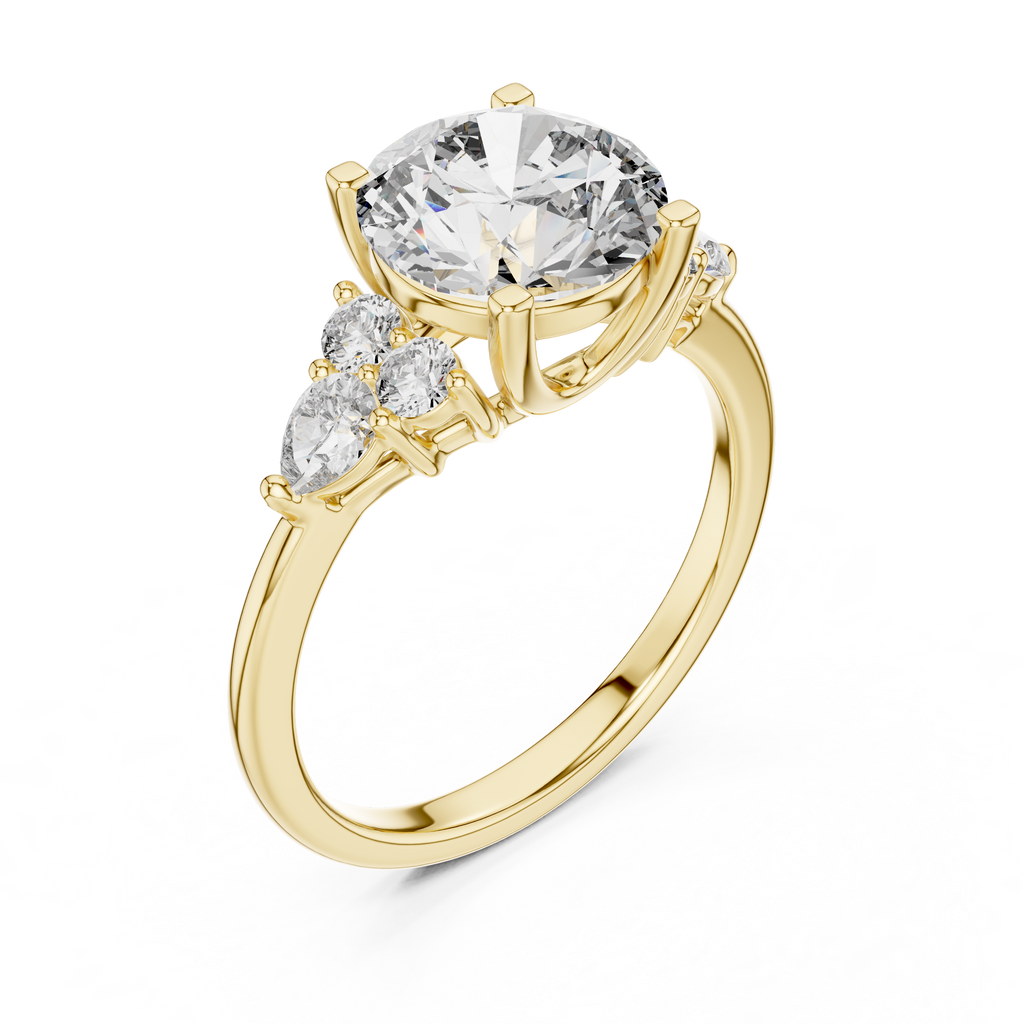Brilliant Round Diamond with Botanical Cluster Shoulders