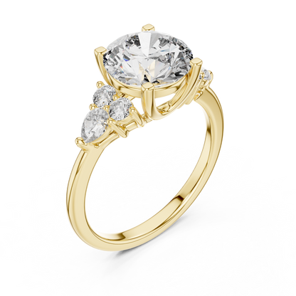 Brilliant Round Diamond with Botanical Cluster Shoulders