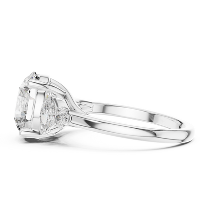 Brilliant Round Diamond with Botanical Leaf-Style Diamond