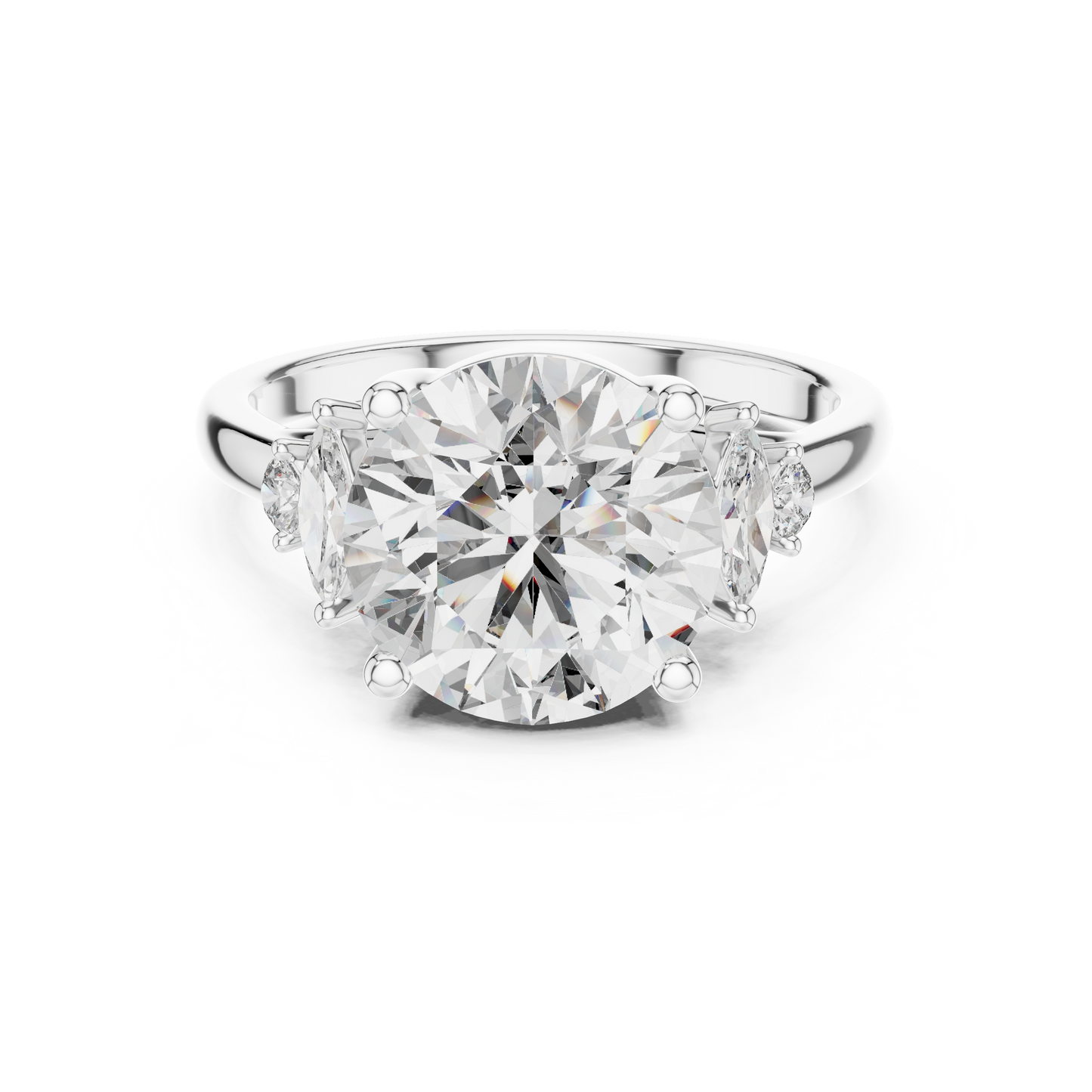 Brilliant Round Diamond with Botanical Leaf-Style Diamond