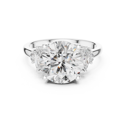 Brilliant Round Diamond with Botanical Leaf-Style Diamond